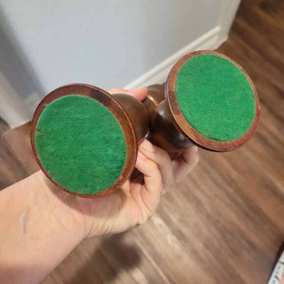 Vtg pair of hand turned candlestick holders 7" tall old world primative colonial - Picture 6 of 8